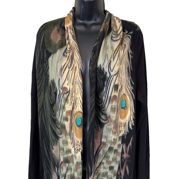 The Pyramid Collection Open Front Peacock Feather Cardigan - Picture 2 of 7